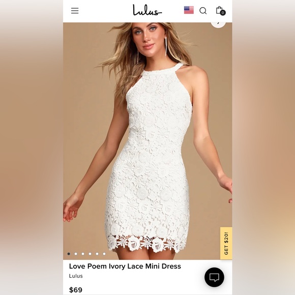 Lulu’s white halter shirt Love Poem Ivory Lace Mini Dress - Picture 2 of 2